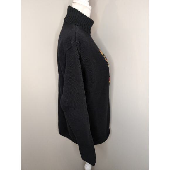 Vintage Tommy Hilfiger embroidered preppy crown logo black turtleneck sweater - Picture 4 of 7